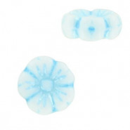 Czech flower bead 9mm White aqua 03000/54323